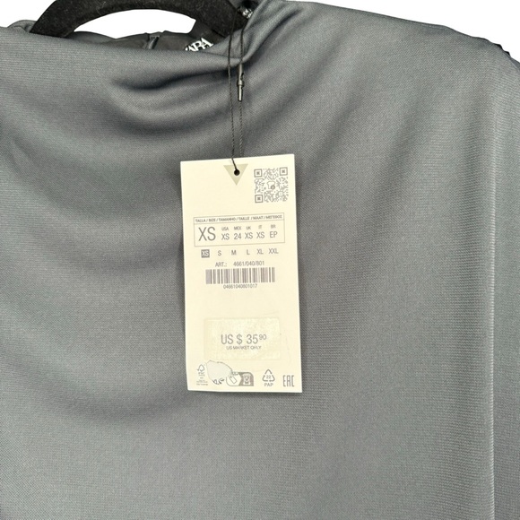 (NWT) Zara Side Ruched Top  ANTHRACITE GRAY Size XS - Picture 4 of 8